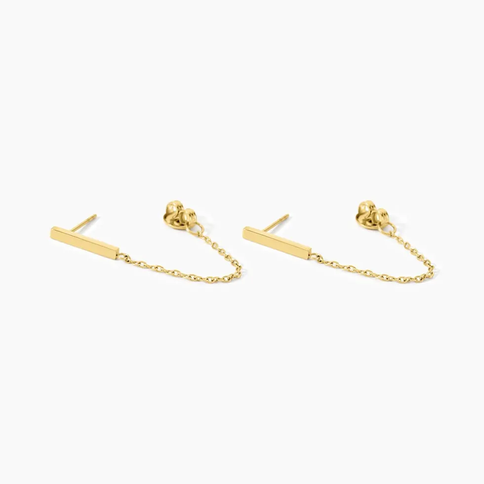 Boucles D'Oreilles Puces Fino Acier Jaune