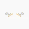 Boucles D'Oreilles Puces Florelys Or Jaune Topaze Oxyde De Zirconium