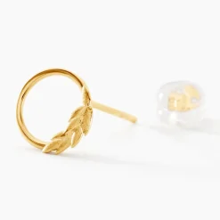 Boucles D'oreilles Puces Foliel Or Jaune