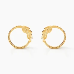 Boucles D'oreilles Puces Foliel Or Jaune