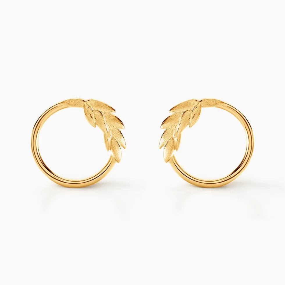 Boucles D'oreilles Puces Foliel Or Jaune