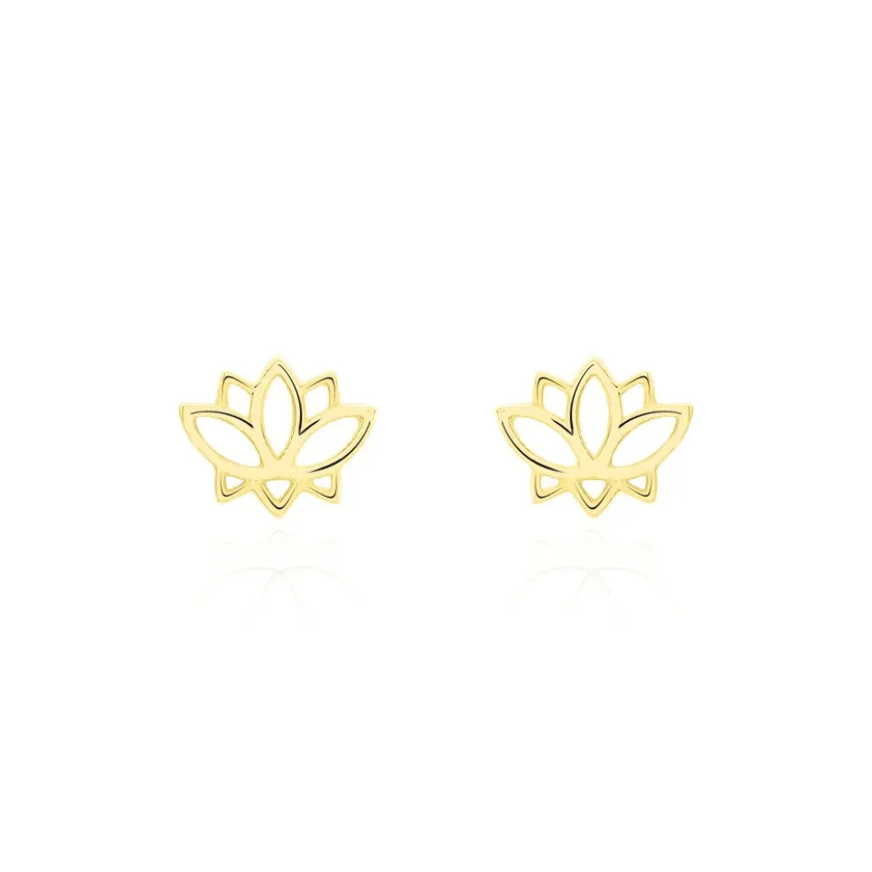Boucles D'oreilles Puces Franny Fleur De Lotus Or Jaune