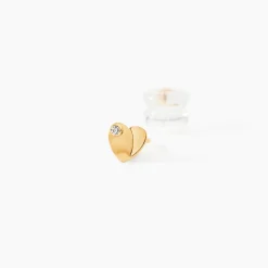 Boucles D'oreilles Puces Freddie Coeur Plein Or Jaune Oxyde De Zirconium