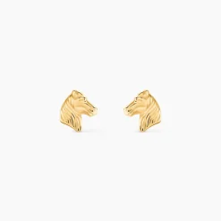 Boucles D'oreilles Puces Freyia Cheval Or Jaune
