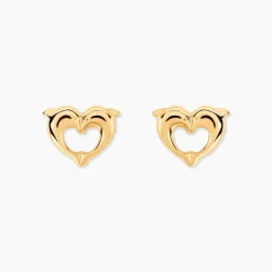 Boucles D'oreilles Puces Fulvie Double Dauphins Or Jaune