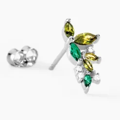 Boucles D'oreilles Puces Gardenia Crown Argent Blanc Oxyde Zirconium