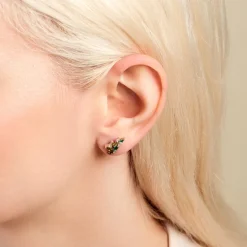 Boucles D'oreilles Puces Gardenia Crown Argent Blanc Oxyde Zirconium