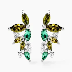 Boucles D'oreilles Puces Gardenia Crown Argent Blanc Oxyde Zirconium