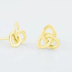 Boucles D'oreilles Puces Garnet Fleur Or Jaune