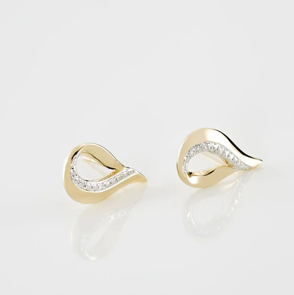 Boucles D'oreilles Puces Goccie Or Jaune Diamant
