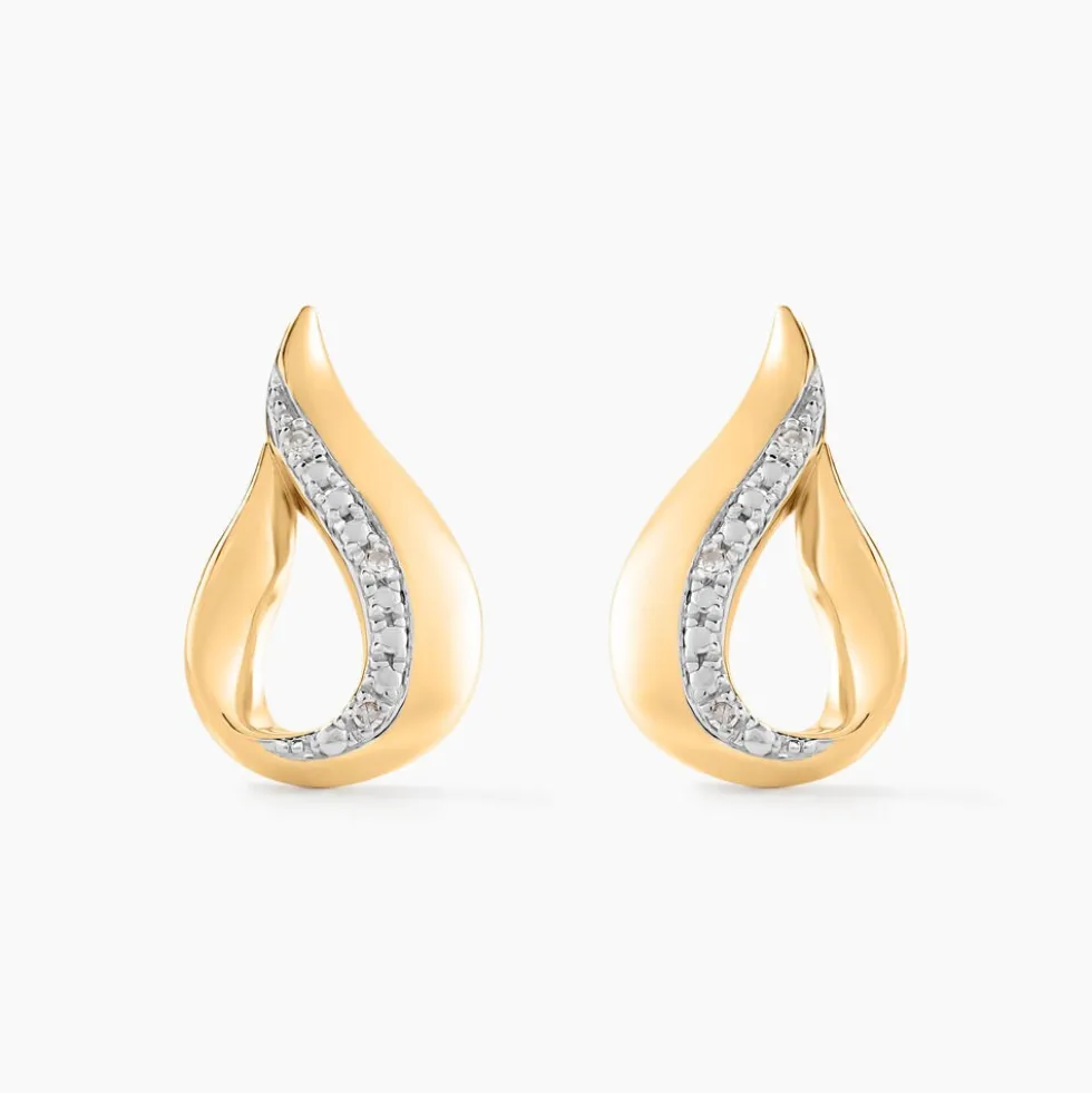 Boucles D'oreilles Puces Goccie Or Jaune Diamant
