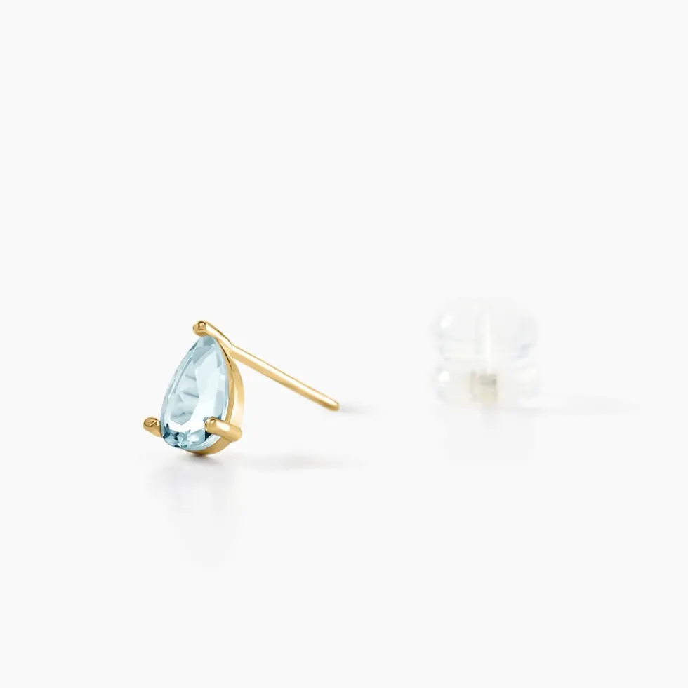 Boucles D'oreilles Puces Goutte Or Jaune Topaze