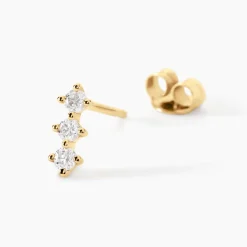 Boucles D'oreilles Puces Graziano Or Jaune Diamant Synthétique