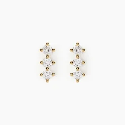 Boucles D'oreilles Puces Graziano Or Jaune Diamant Synthétique