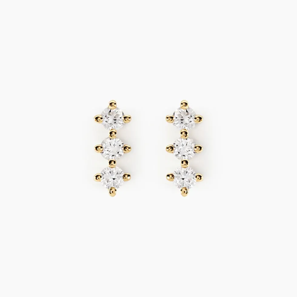 Boucles D'oreilles Puces Graziano Or Jaune Diamant Synthétique
