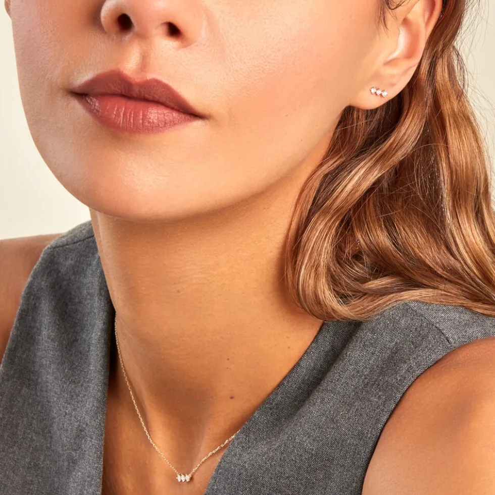 Boucles D'oreilles Puces Graziano Or Jaune Diamant Synthétique
