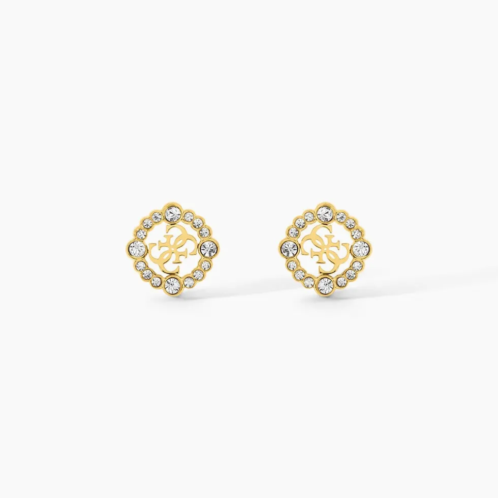 Boucles D'Oreilles Puces Guess Tiny Dancer Acier Jaune Oxyde De Zirconium