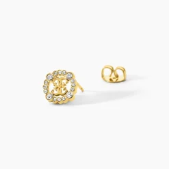 Boucles D'Oreilles Puces Guess Tiny Dancer Acier Jaune Oxyde De Zirconium