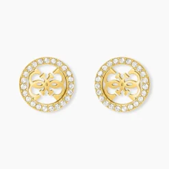 Boucles D'Oreilles Puces Guess Studs Party Acier Jaune Oxyde De Zirconium