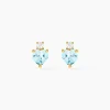 Boucles D'oreilles Puces Heart Or Jaune Topaze Oxyde De Zirconium