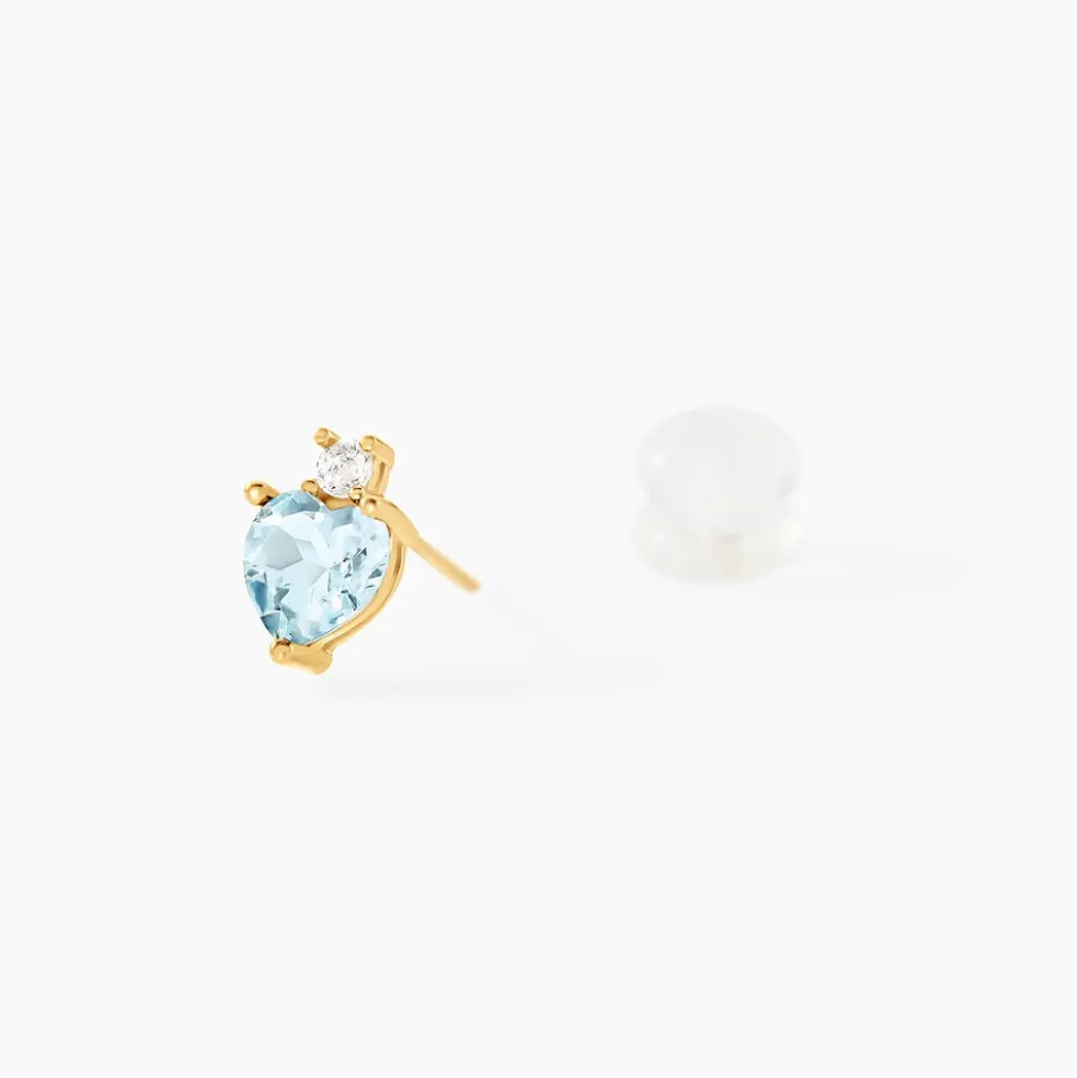 Boucles D'oreilles Puces Heart Or Jaune Topaze Oxyde De Zirconium