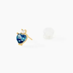 Boucles D'oreilles Puces Heart Or Jaune Topaze Oxyde De Zirconium