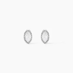 Boucles D'oreilles Puces Hermance Argent Blanc Oxyde De Zirconium