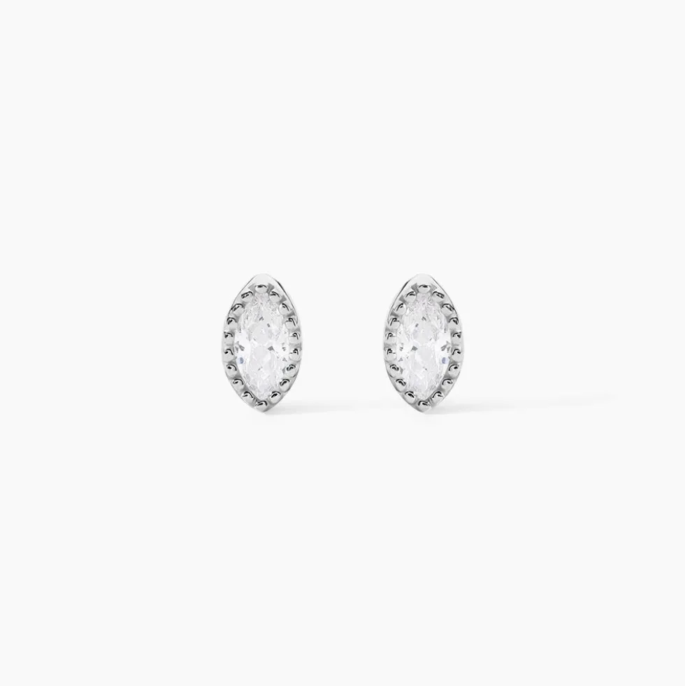 Boucles D'oreilles Puces Hermance Argent Blanc Oxyde De Zirconium