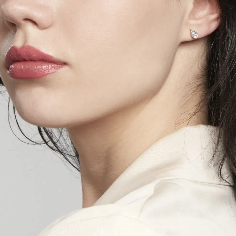 Boucles D'oreilles Puces Hermance Argent Blanc Oxyde De Zirconium