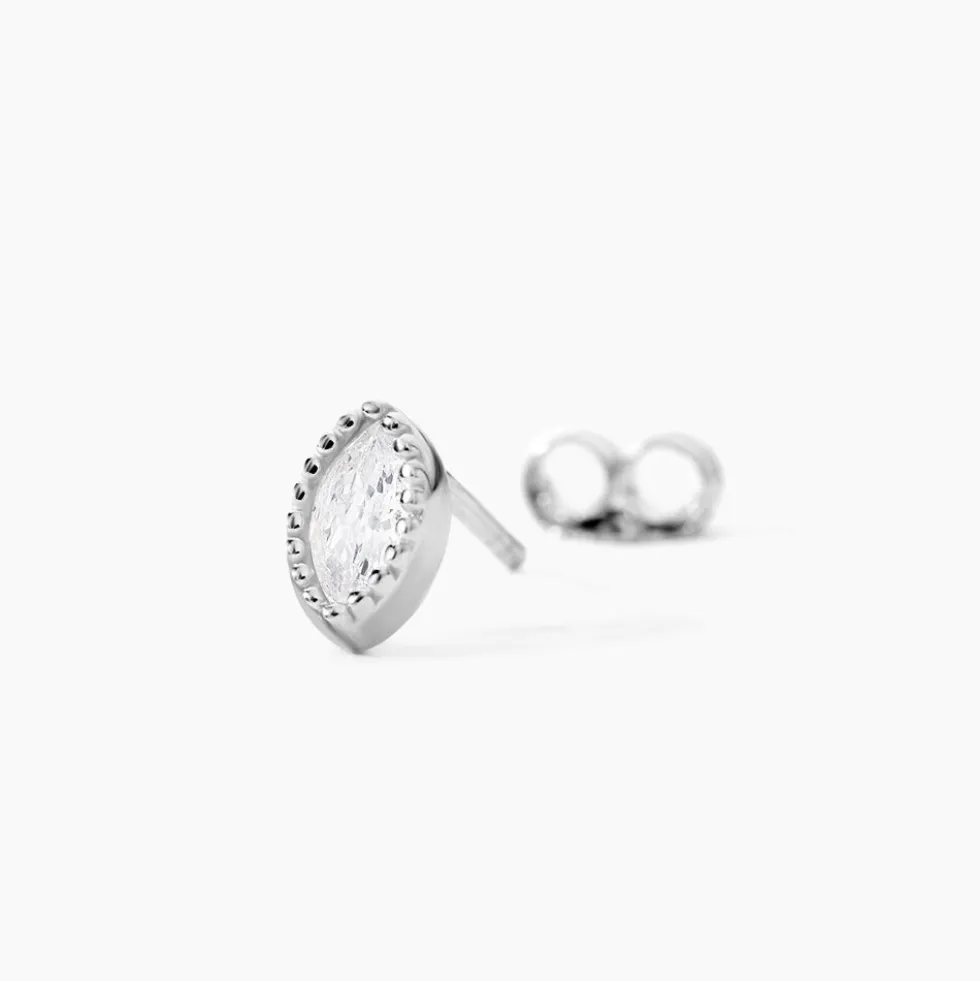 Boucles D'oreilles Puces Hermance Argent Blanc Oxyde De Zirconium