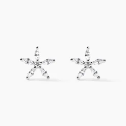 Boucles D'oreilles Puces Horcia Or Blanc Oxyde De Zirconium