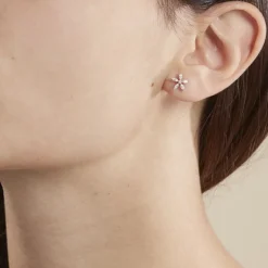 Boucles D'oreilles Puces Horcia Or Blanc Oxyde De Zirconium