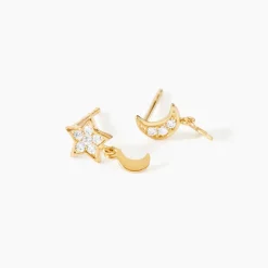 Boucles D'Oreilles Puces Idesbald Or Jaune Oxyde De Zirconium
