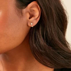 Boucles D'Oreilles Puces Idesbald Or Jaune Oxyde De Zirconium