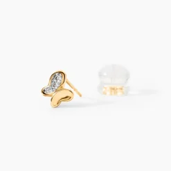 Boucles D'oreilles Puces Ilham Papillon Or Jaune Oxyde De Zirconium