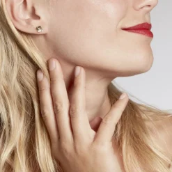 Boucles D'oreilles Puces Ilhem Fleur Or Jaune Oxyde De Zirconium