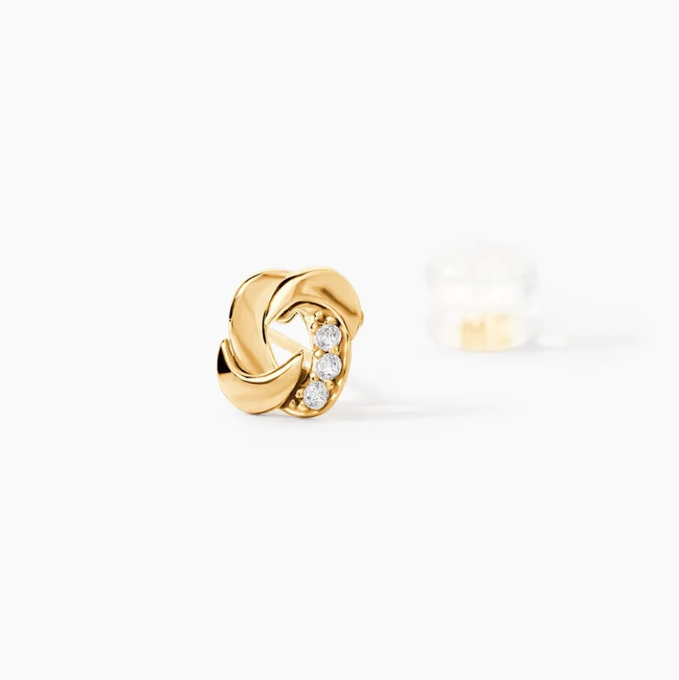 Boucles D'oreilles Puces Ilhem Fleur Or Jaune Oxyde De Zirconium
