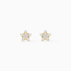 Boucles D'oreilles Puces Ilkis Etoile Or Jaune Oxyde De Zirconium