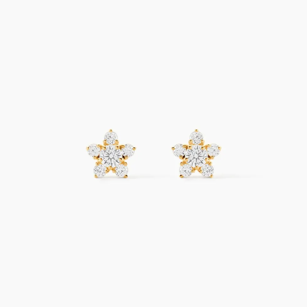Boucles D'oreilles Puces Ilkis Etoile Or Jaune Oxyde De Zirconium