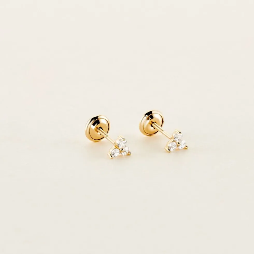 Boucles D'oreilles Puces Isaora Or Jaune Oxyde De Zirconium