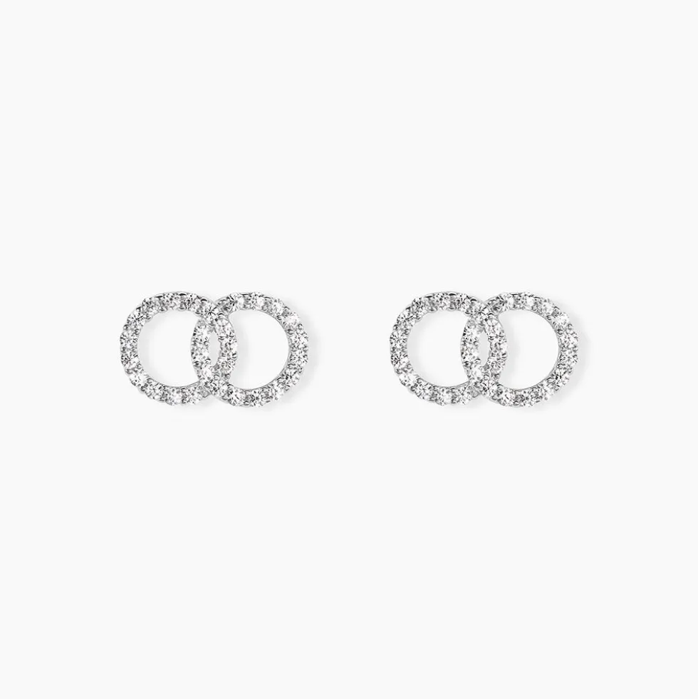 Boucles D'oreilles Puces Iwa Argent Blanc Oxyde De Zirconium