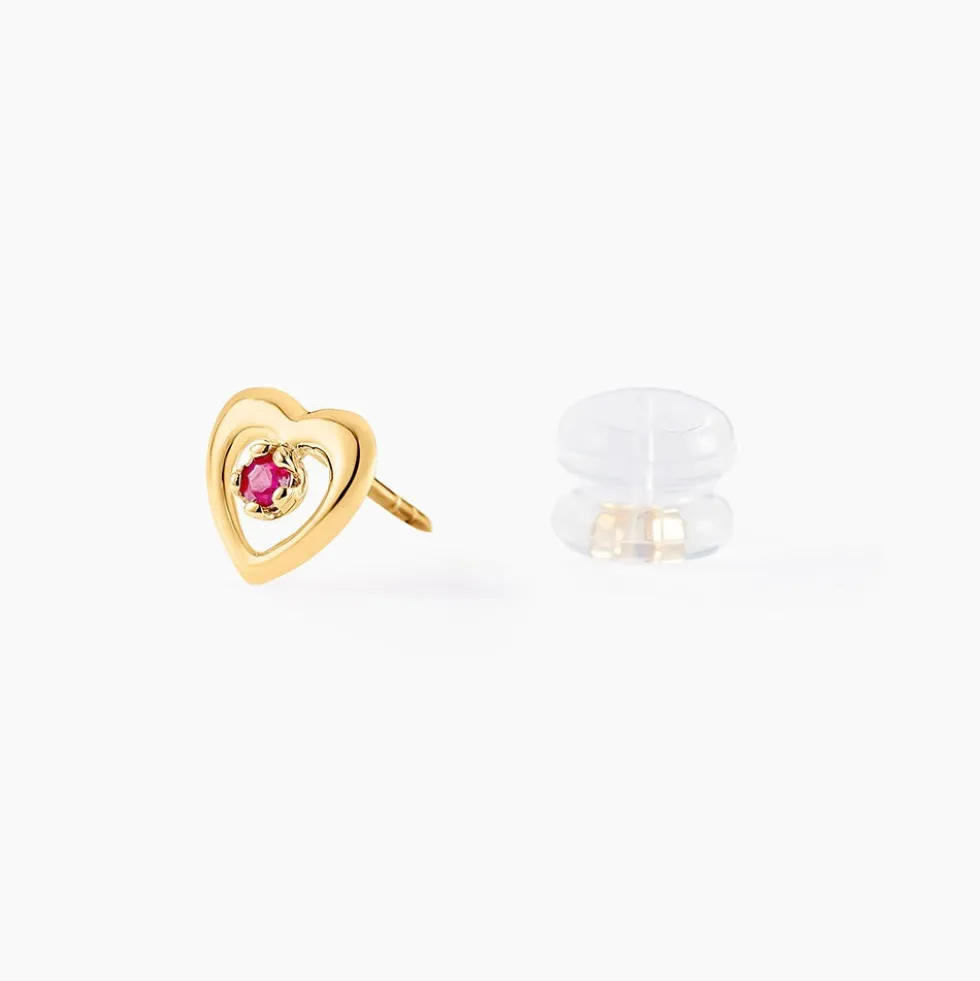 Boucles D'oreilles Puces Izild Or Jaune Rubis
