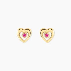 Boucles D'oreilles Puces Izild Or Jaune Rubis