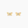 Boucles D'oreilles Puces Jadon Papillon Or Jaune Oxyde De Zirconium