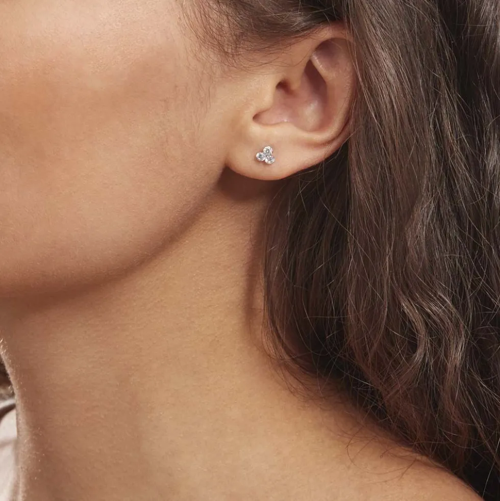 Boucles D'oreilles Puces Jana Or Blanc Oxyde De Zirconium