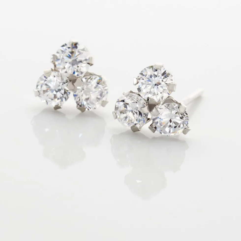 Boucles D'oreilles Puces Jana Or Blanc Oxyde De Zirconium