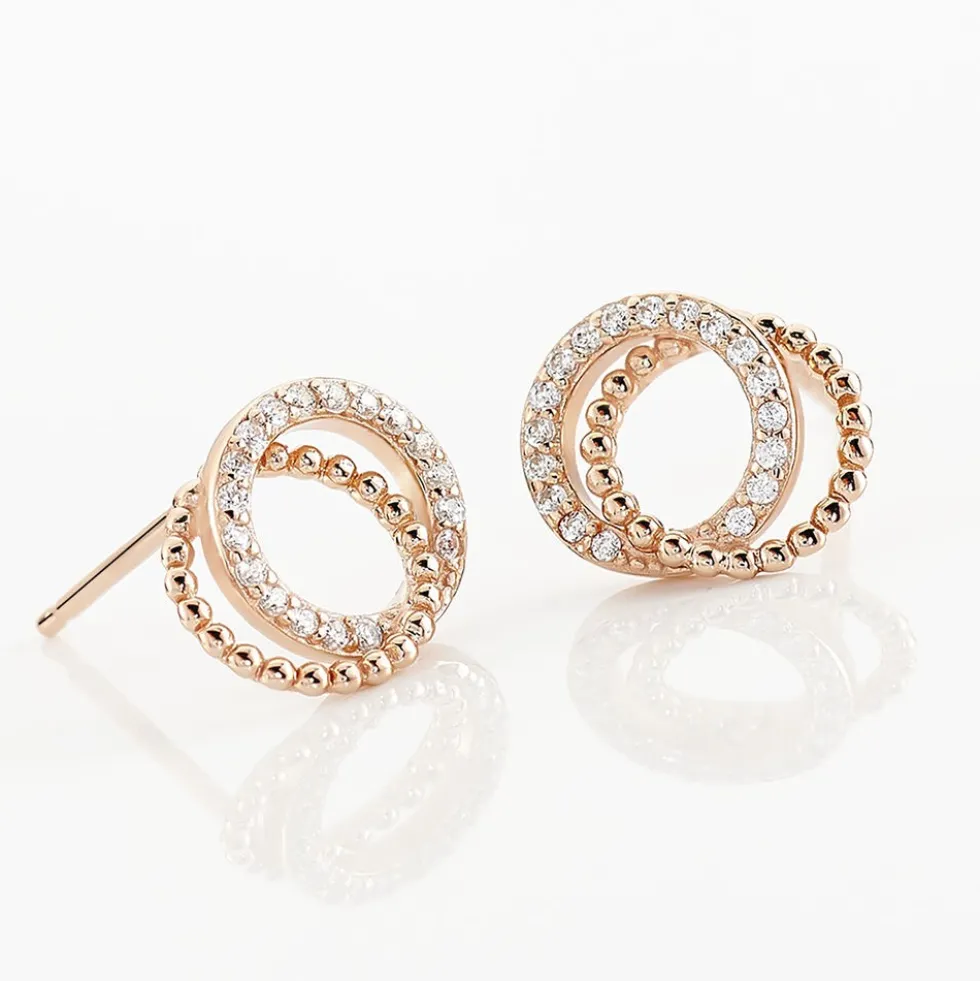 Boucles D'oreilles Puces Janne Argent Rose Oxyde De Zirconium