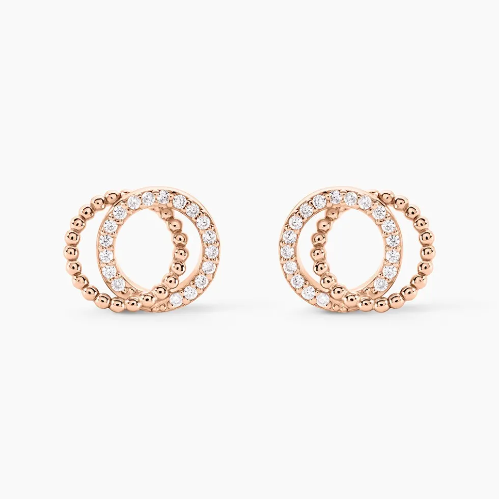 Boucles D'oreilles Puces Janne Argent Rose Oxyde De Zirconium