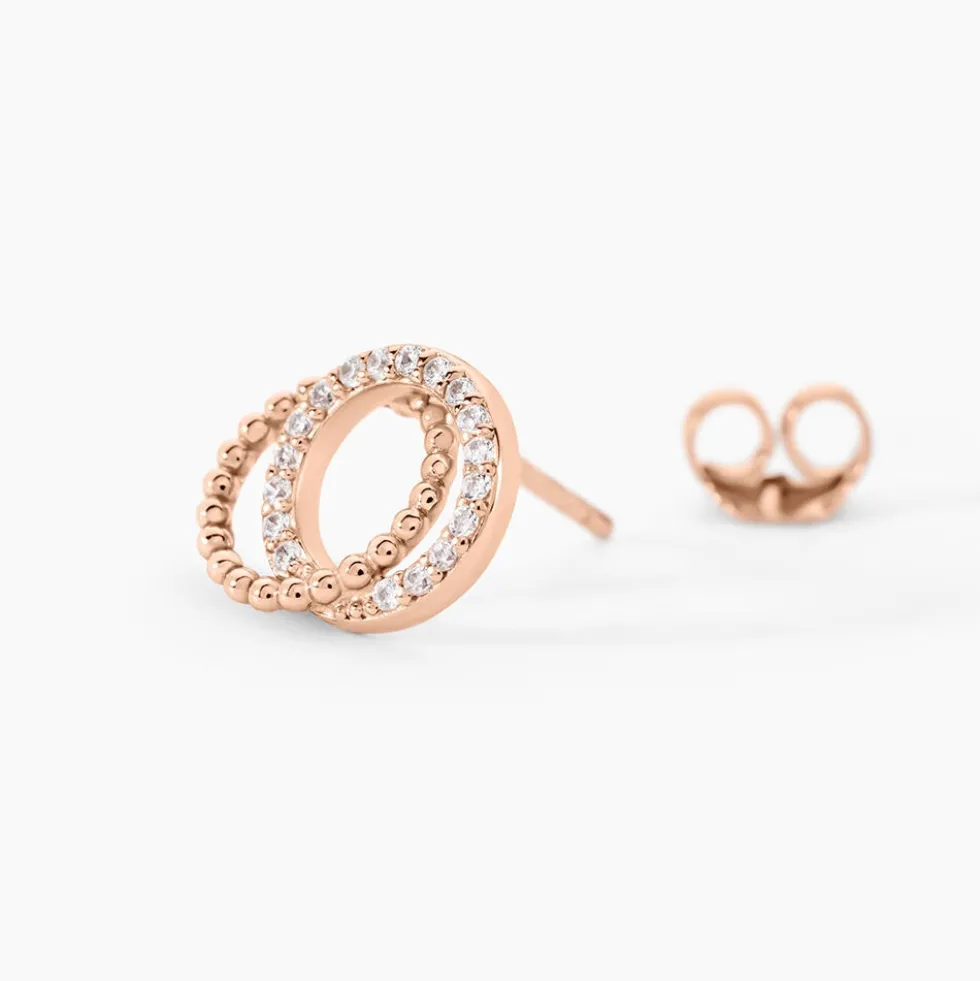 Boucles D'oreilles Puces Janne Argent Rose Oxyde De Zirconium