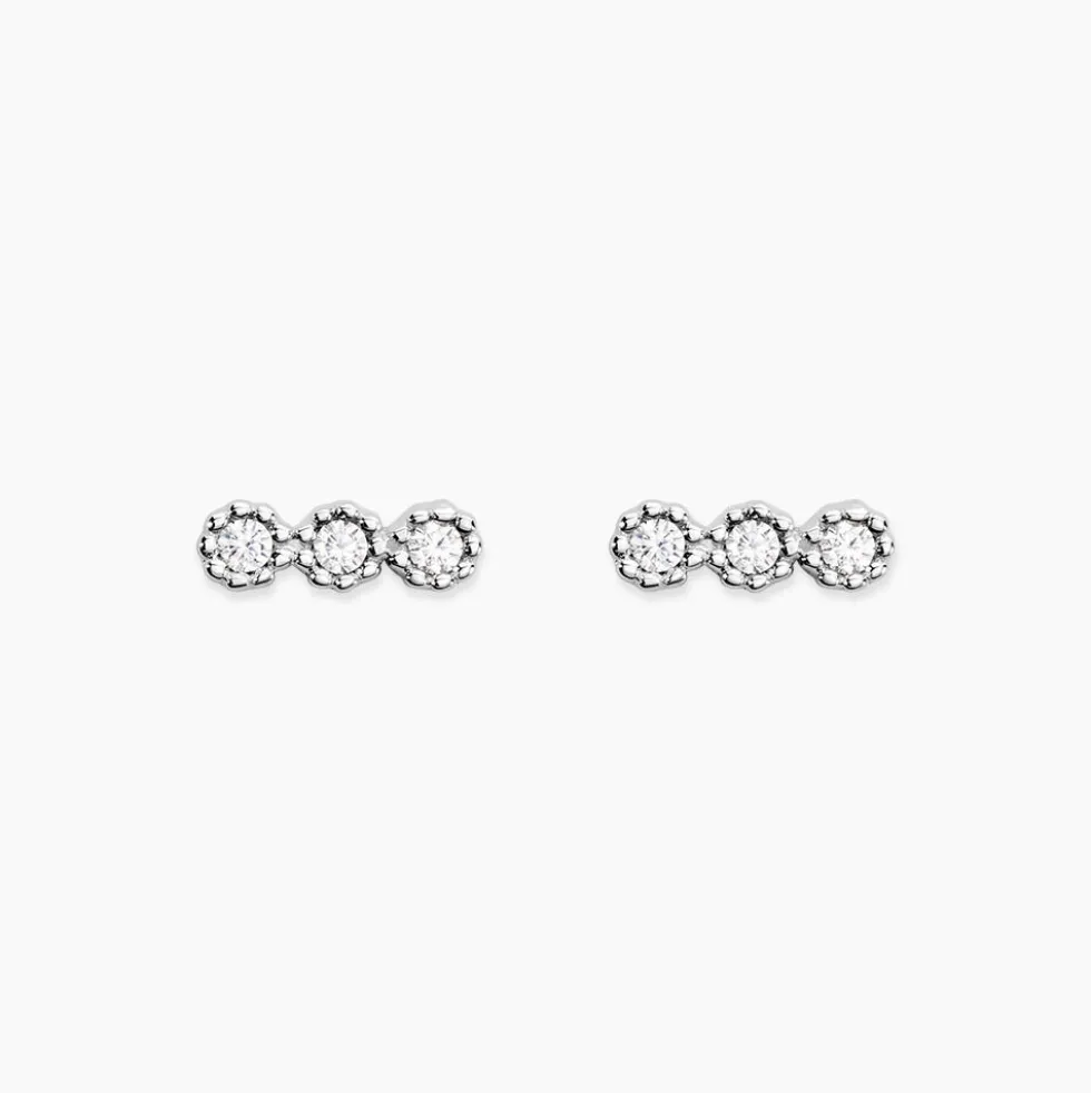Boucles D'oreilles Puces Janys Argent Blanc Oxyde De Zirconium